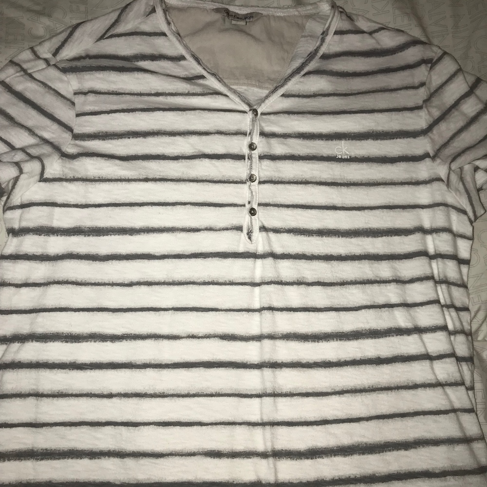 Men's Calvin Klein T-Shirt Button Up V Neck